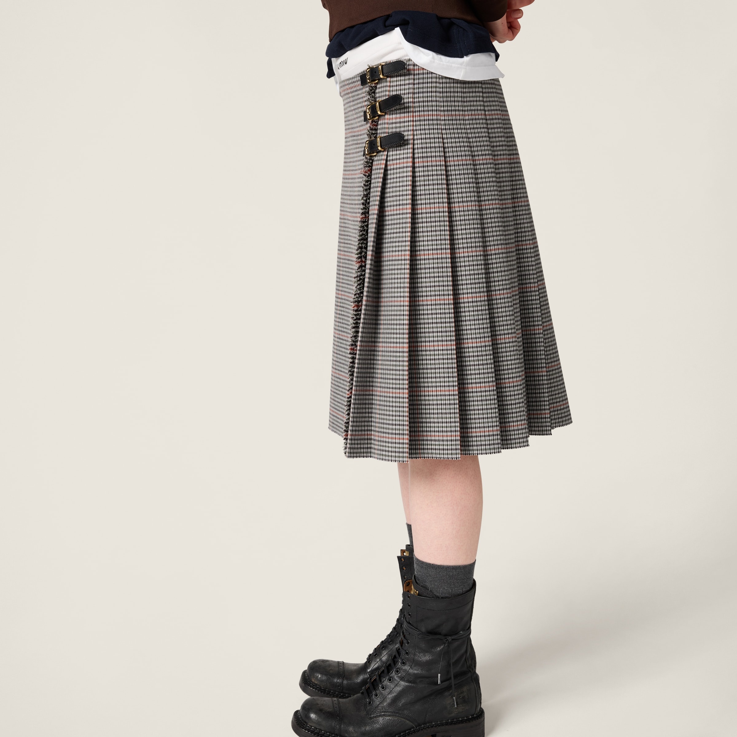 Checked pleated skirt - 4