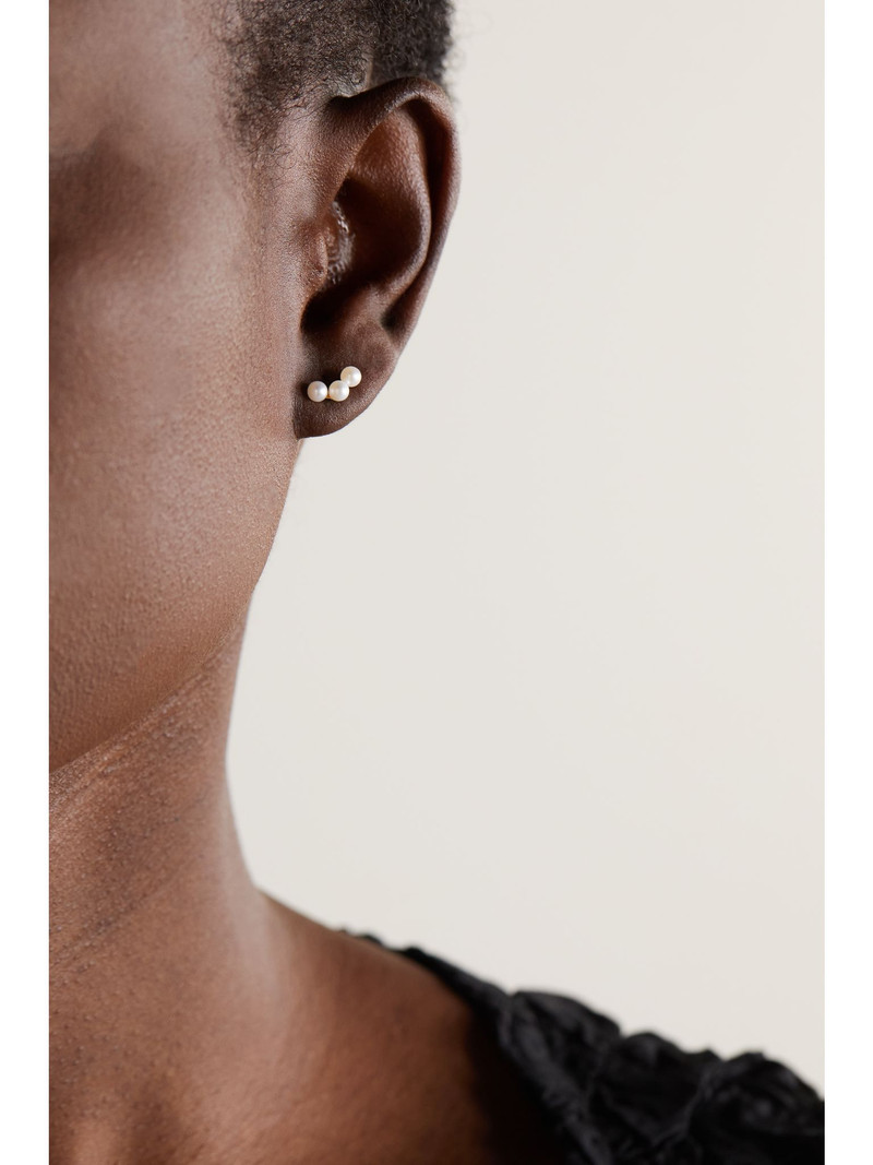 MATEO Trio 14-karat gold pearl earrings Gold outlook