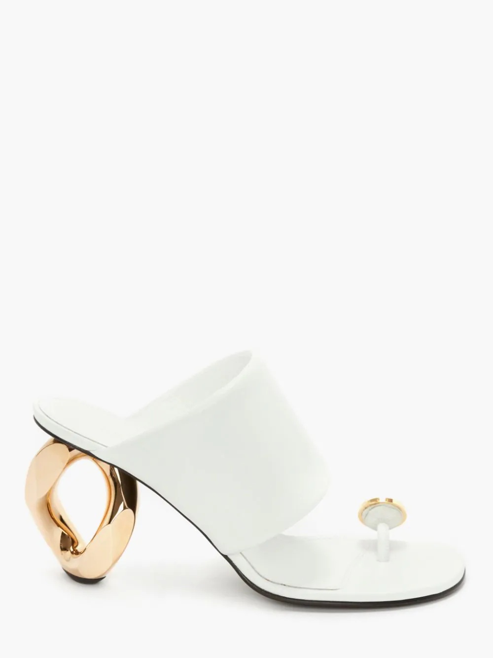 LEATHER DIAMOND CHAIN HEEL SANDAL - 1