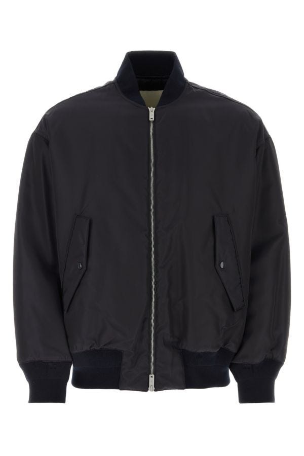 Black nylon padded bomber jacket - 1