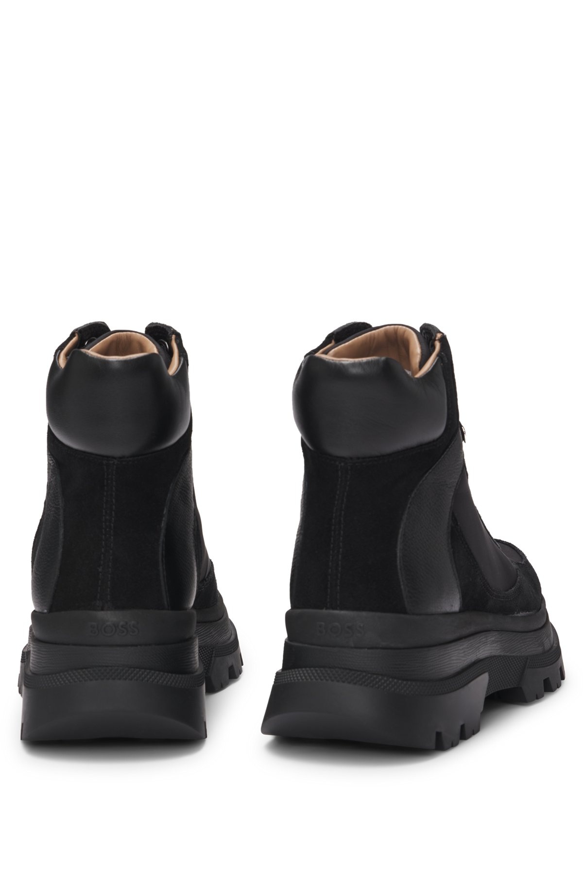 LEATHER LACE-UP BOOTS WITH CONTRASTING TRIMS - 6