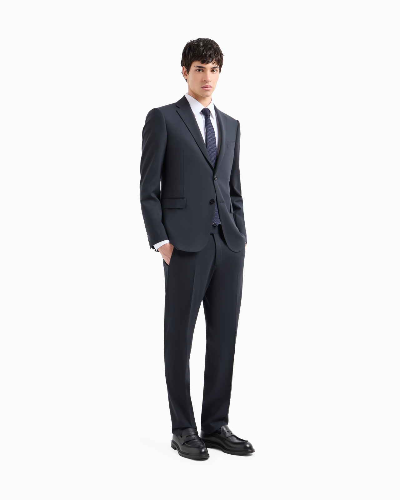 Single-breasted, slim-fit suit in brushed stretch light wool - 2