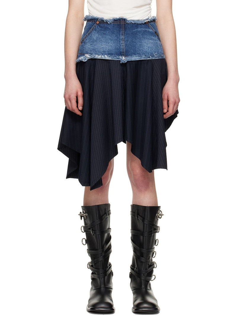 Navy Combination Fairy Denim Midi Skirt 1