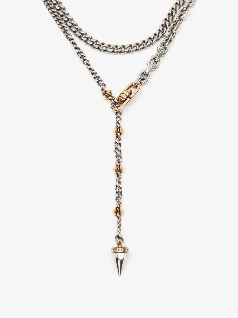 Women's Punk Stud Necklace in Antique Silver - 2