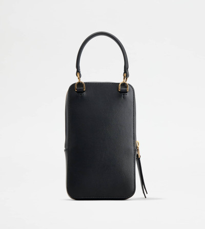 Tod's T TIMELESS PHONE BAG IN LEATHER MEDIUM - BLACK outlook