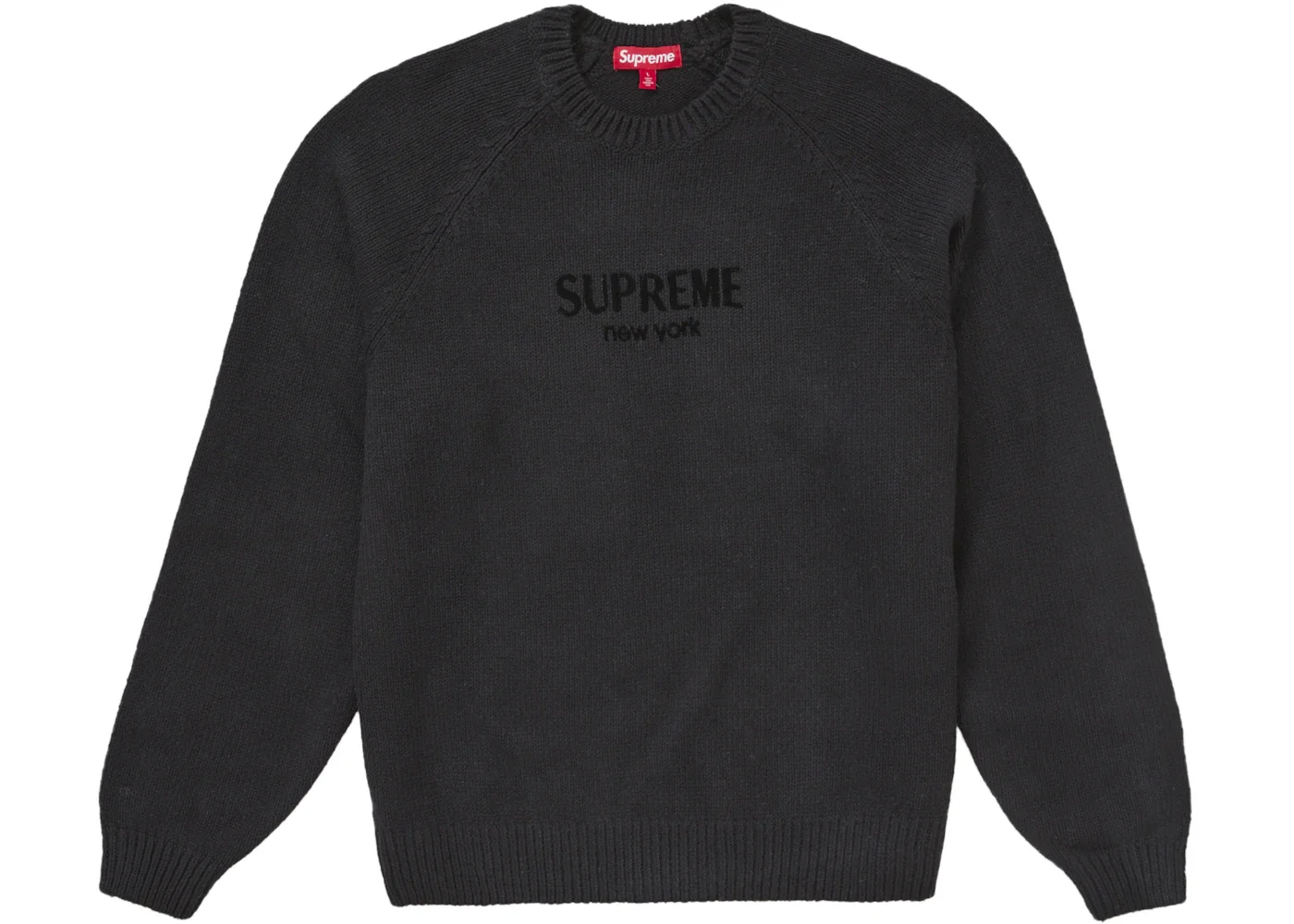 Supreme Flocked Logo Sweater Black - 1