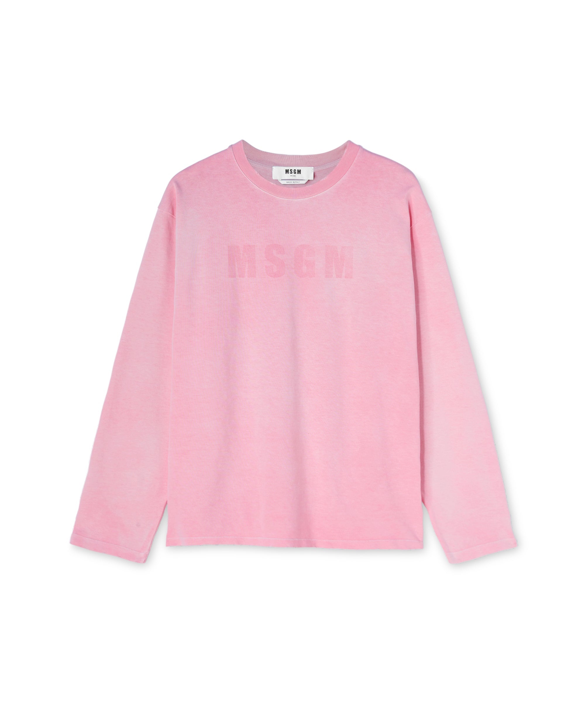 Cotton crewneck t-shirt with MSGM large logo print - 1