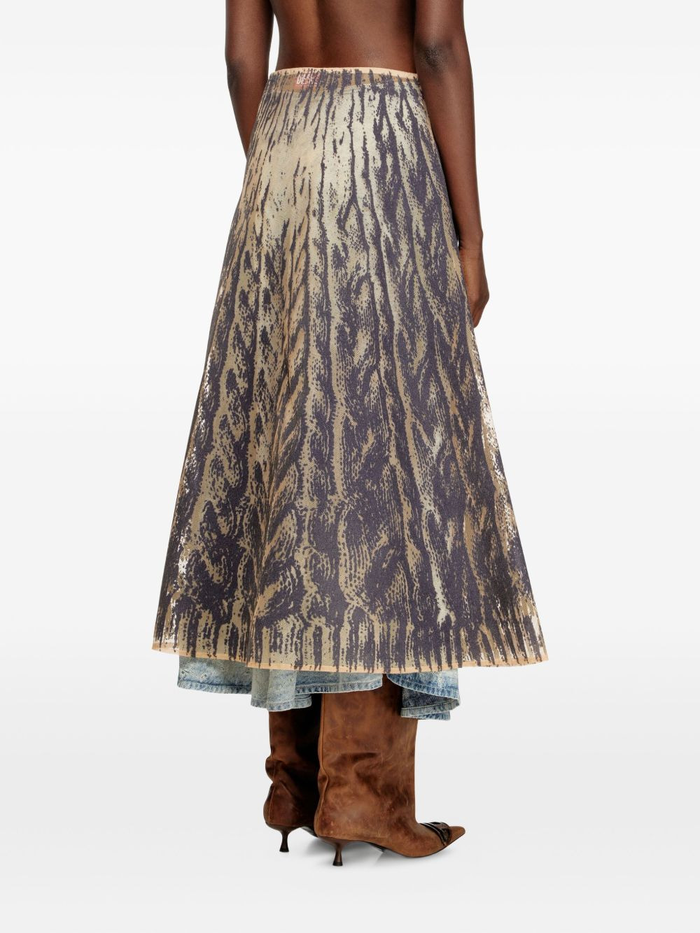 printed tulle midi skirt - 4