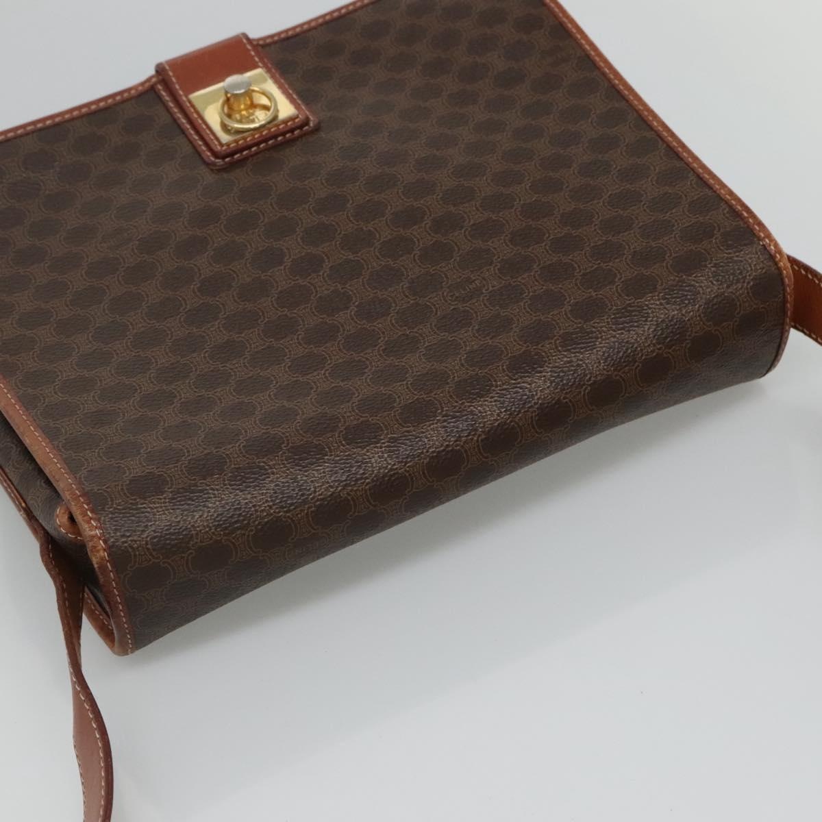 CELINE Macadam Canvas Shoulder Bag Pvc Leather Brown - 6