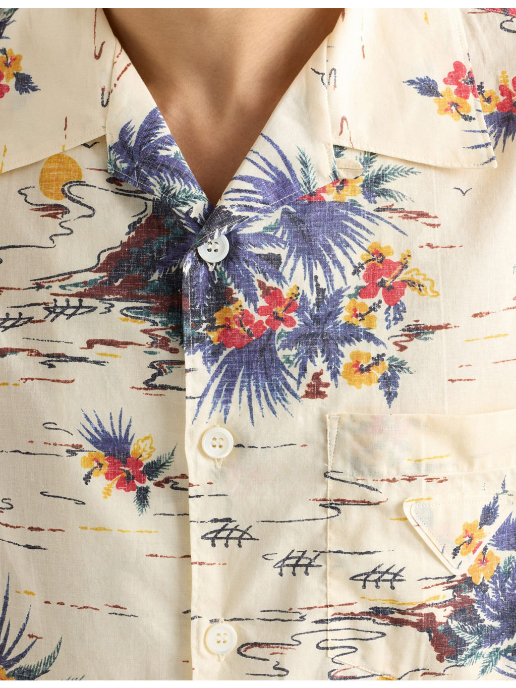 Printed Short-Sleeve Bowling Cotton Shirt - 5