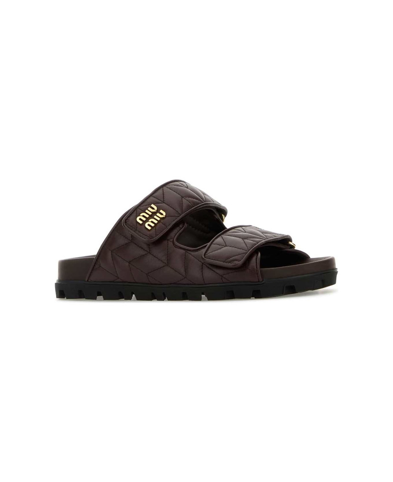 Miu Miu Chocolate Nappa Leather Slippers outlook