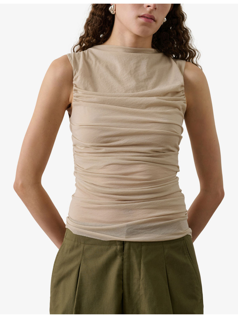 soeur Irina Gathered-Detail Cotton-Blend Vest Top outlook