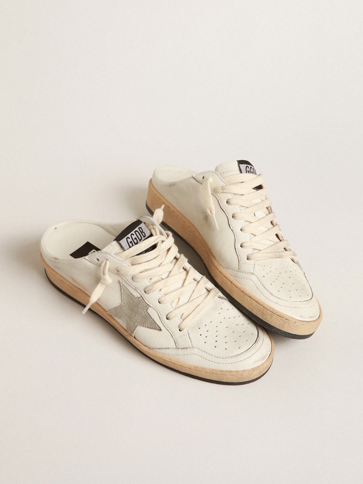 Ball Star Sabots in nappa leather with ice-gray suede star - 2