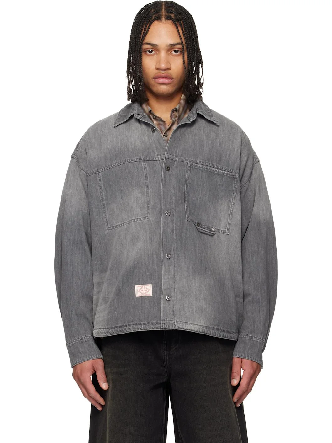Black Lightweight Denim Shirt - 1