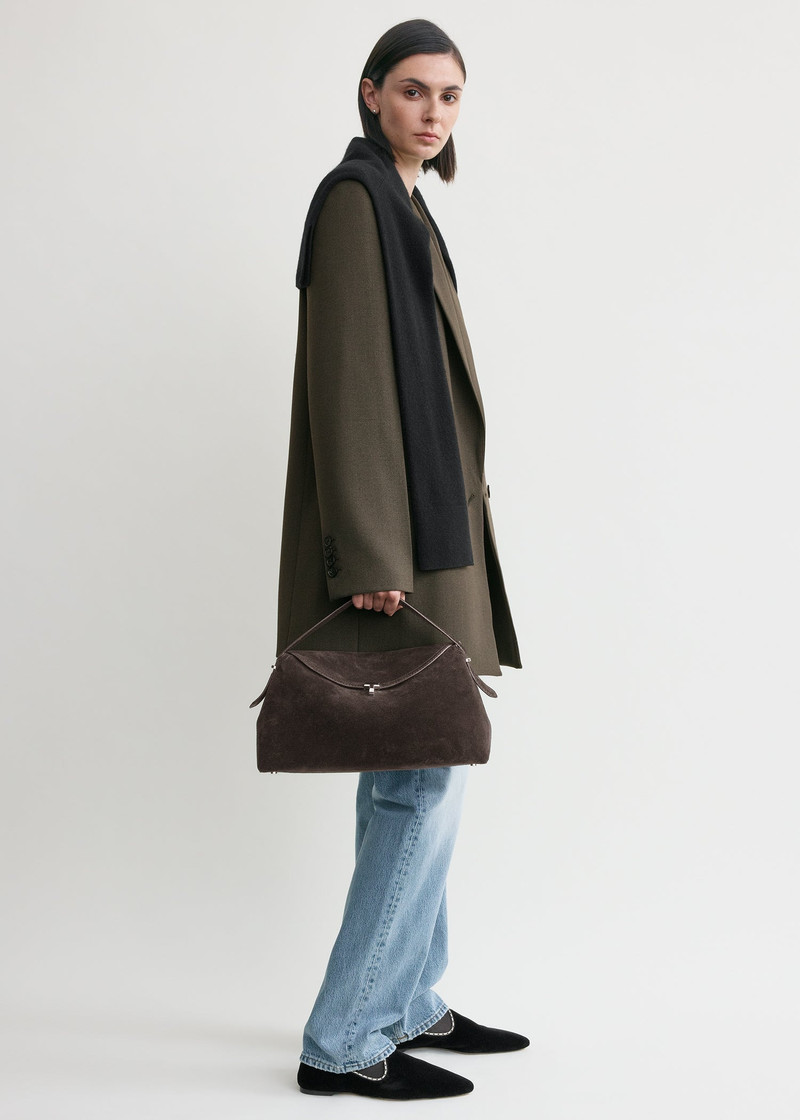 TOTEME T-lock suede top handle brown outlook