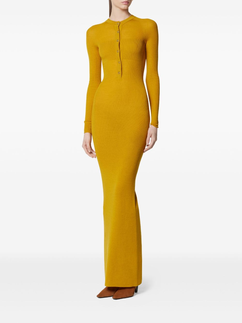 long-sleeve ribbed-knit dress - 2