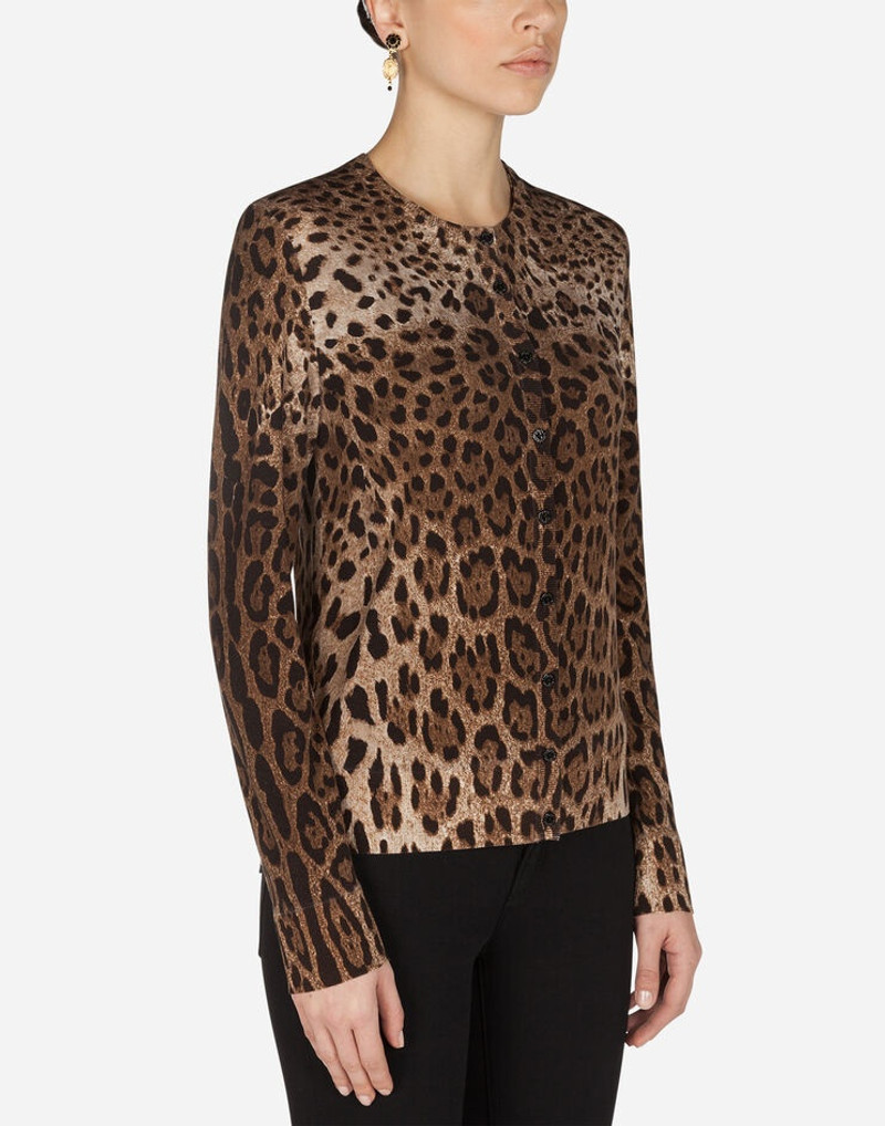 Woolen cardigan with leopard print 4
