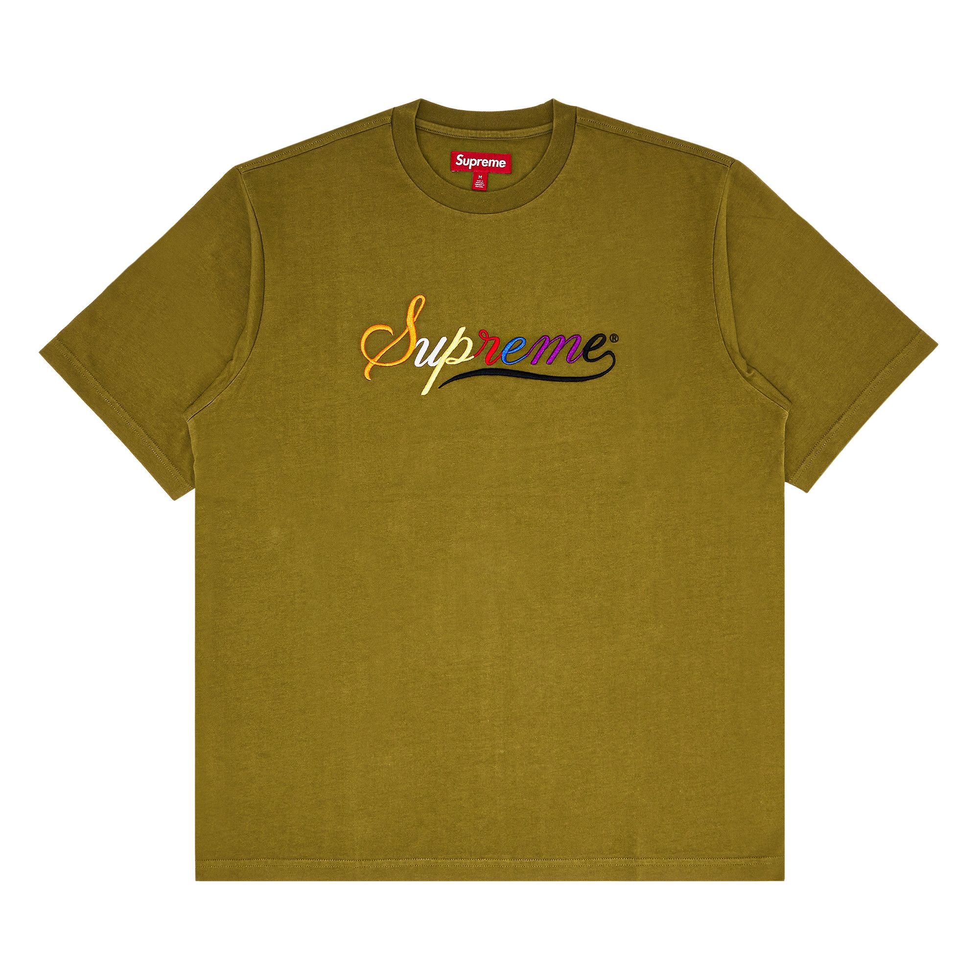 Supreme Cursive Short-Sleeve Top 'Dusty Olive' - 1