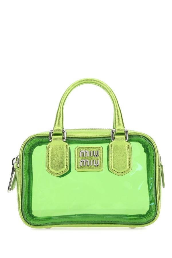 Miu Miu Woman Green Leather And Pvc Mini Handbag - 1