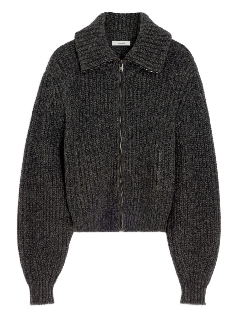 ribbed zip-up cardigan - 1