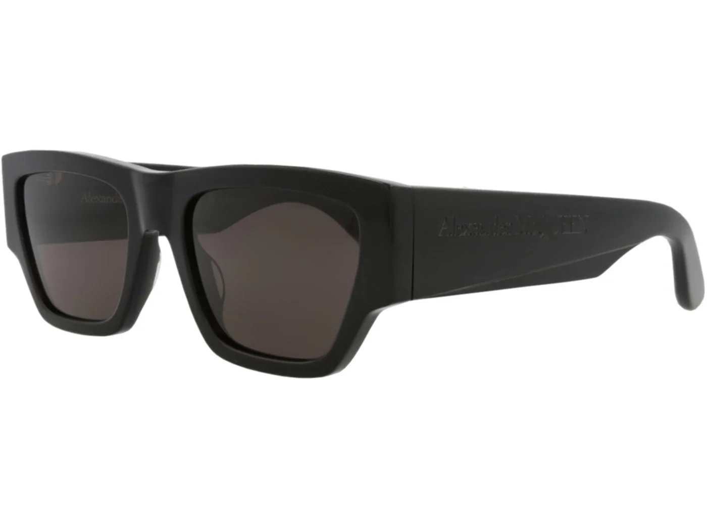 Alexander McQueen Square Rectangle Sunglasses Black Black Grey (AM0393S-30014334-001) - 1