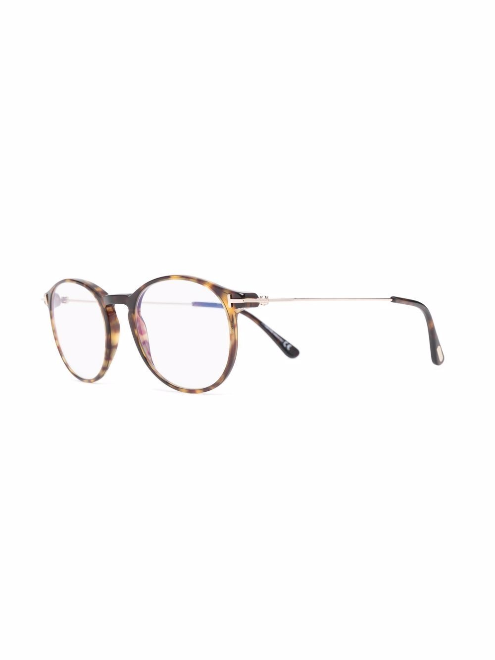 tortoiseshell-effect round-frame glasses - 2