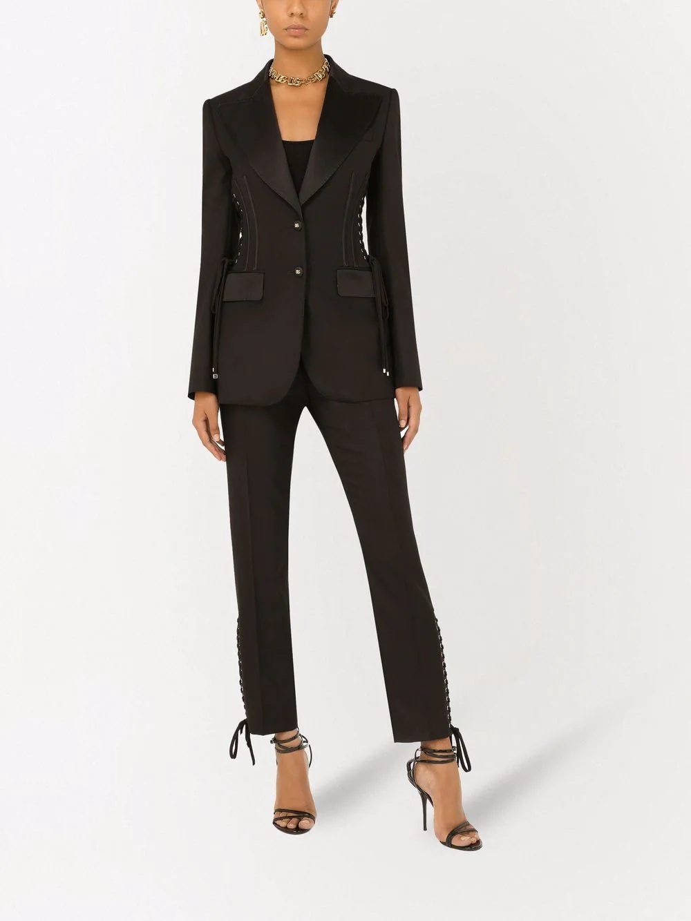 lace-up detail single-breasted blazer - 2