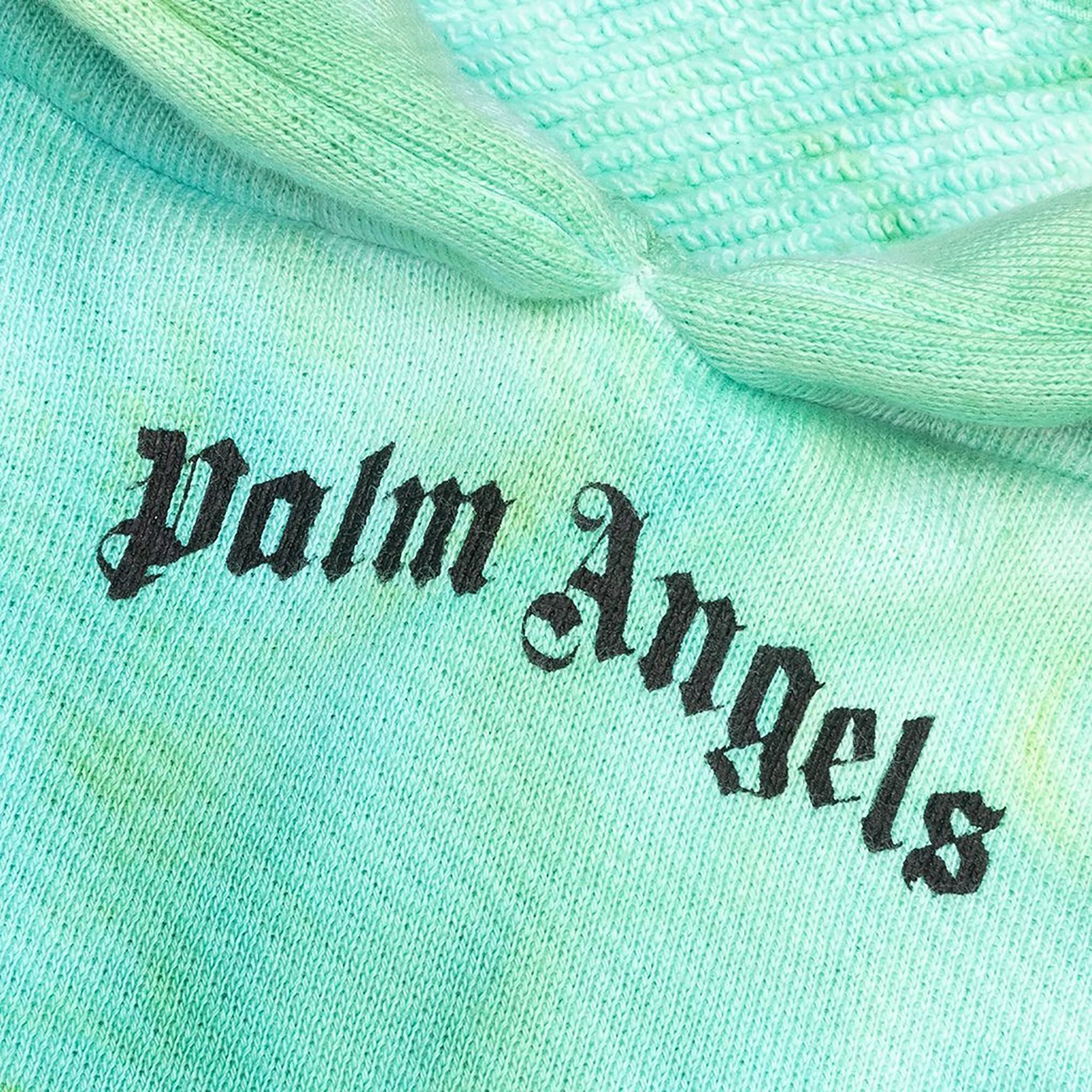 Palm Angels Tie Dye Logo Over Hoodie 'Forrest Green/Yellow' - 3