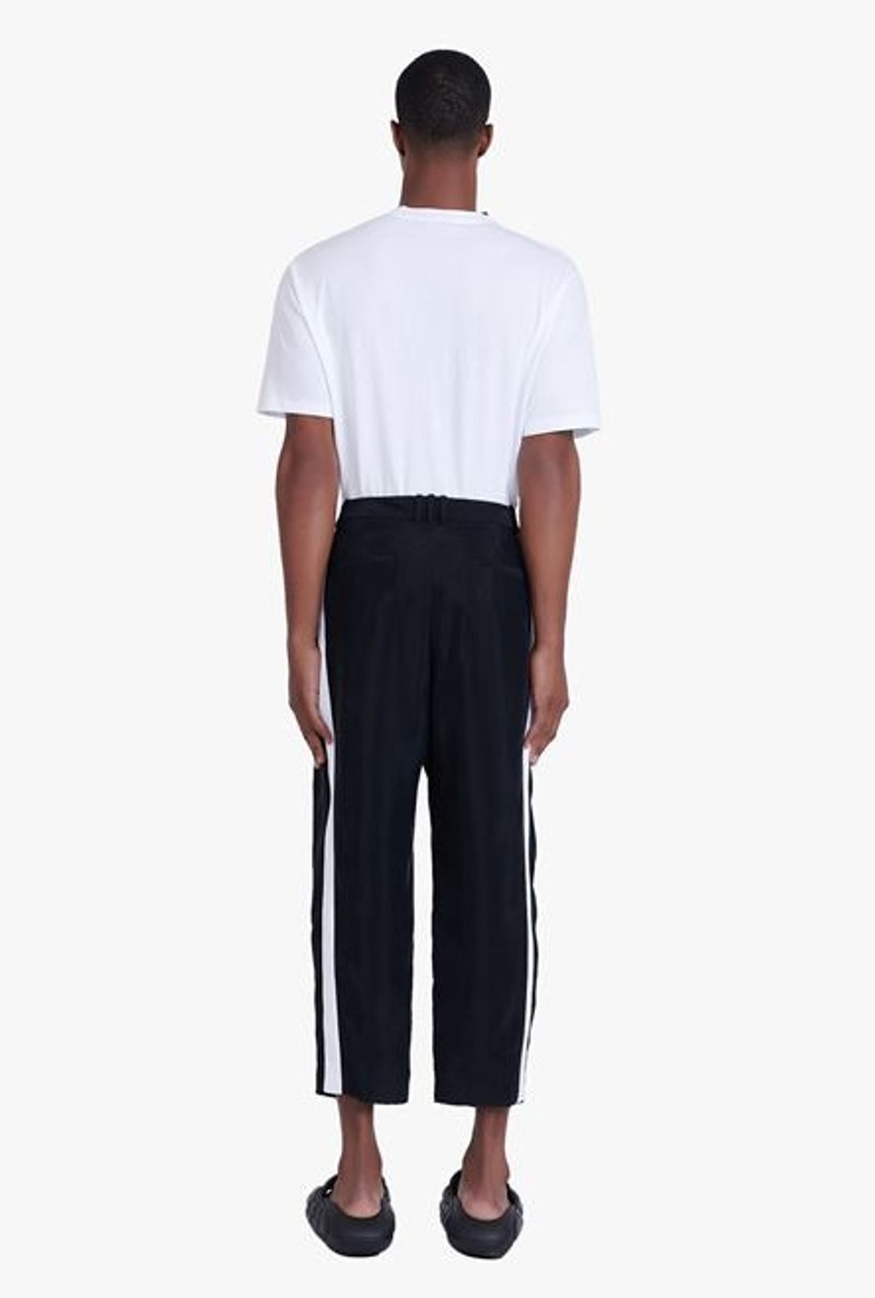 Black and white cuprammonium rayon pleated pants 3