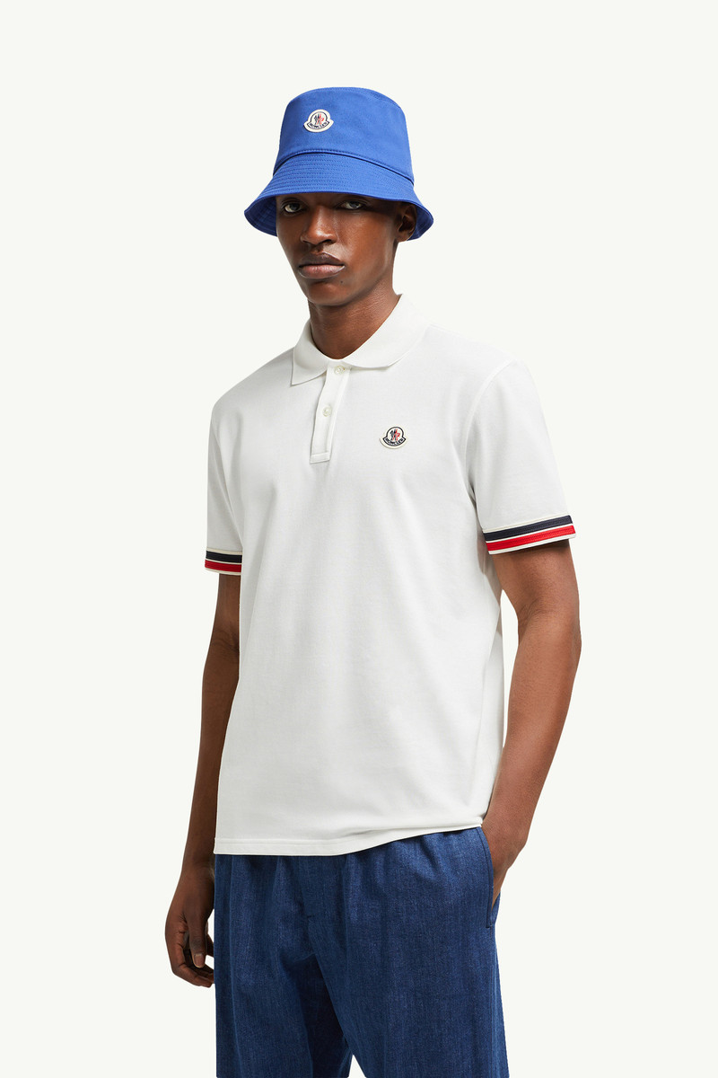 Moncler Striped Trim Cotton Piquet Polo Shirt outlook