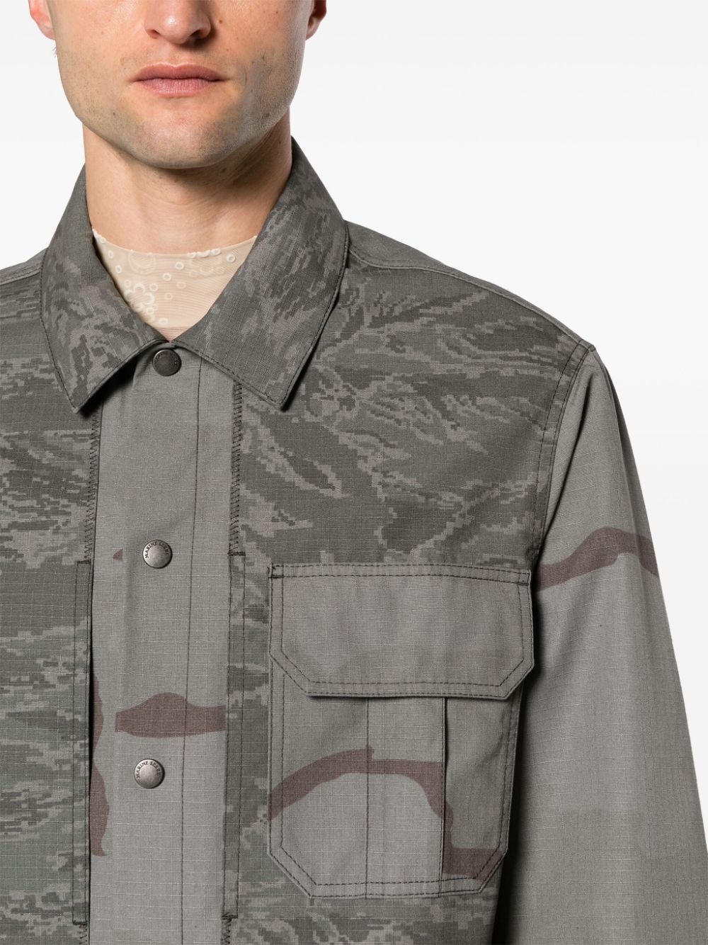 rispstop classic-collar shirt jacket - 5