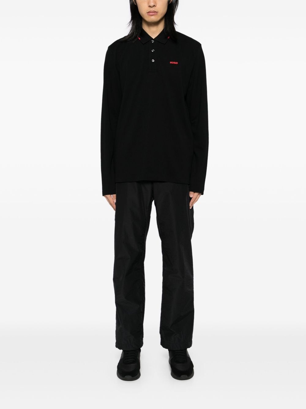 logo print long-sleeves polo shirt - 2
