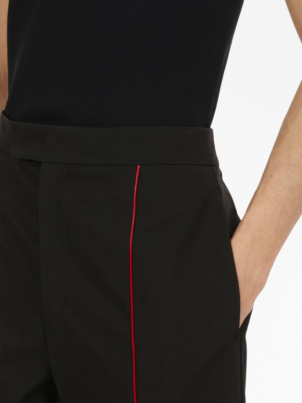 contrasting-trim cotton track pants - 5
