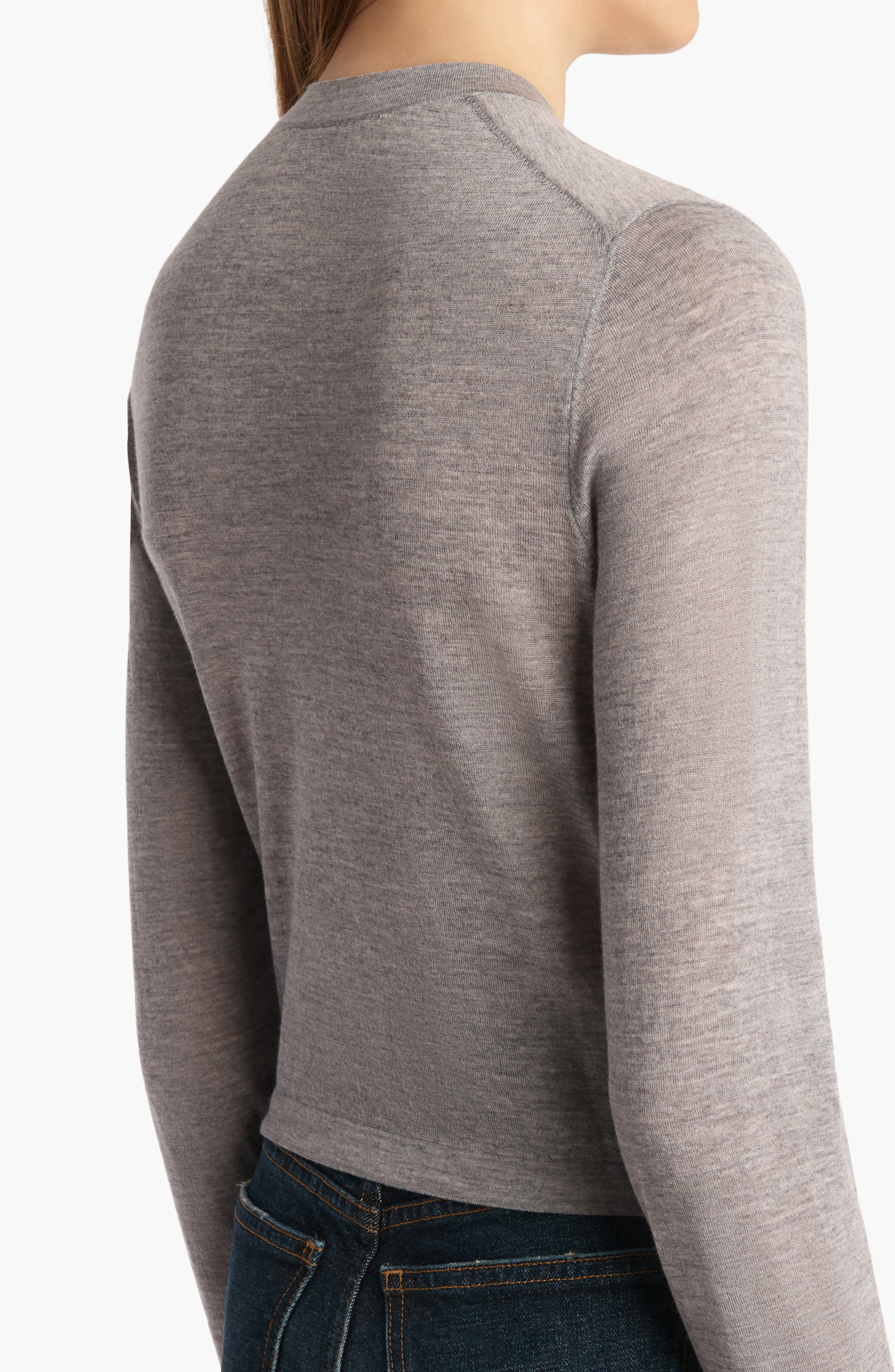 Khaite Brieta Merino Wool Blend Cardigan in Mercury at Nordstrom - 4