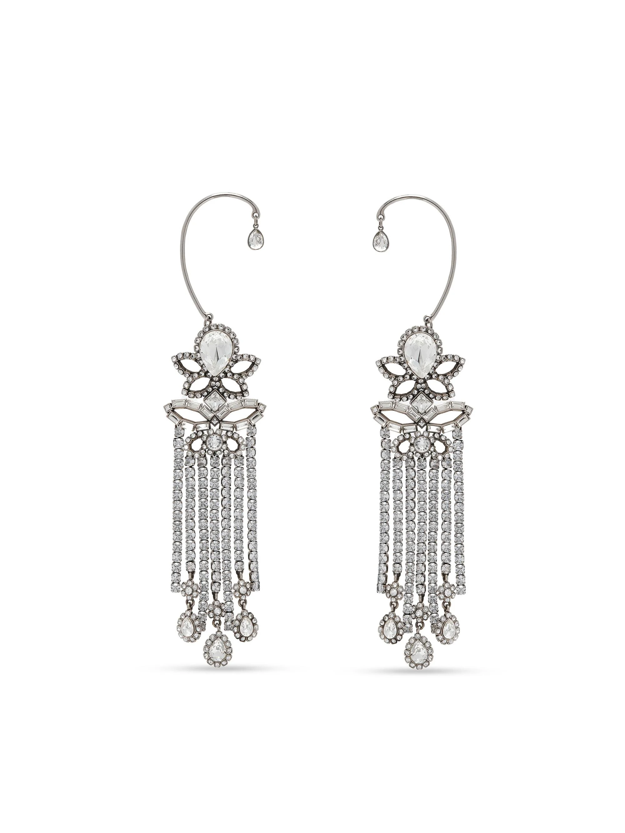 Women's Chandelier Silvertone & Crystal Drop Earrings - Black - 1