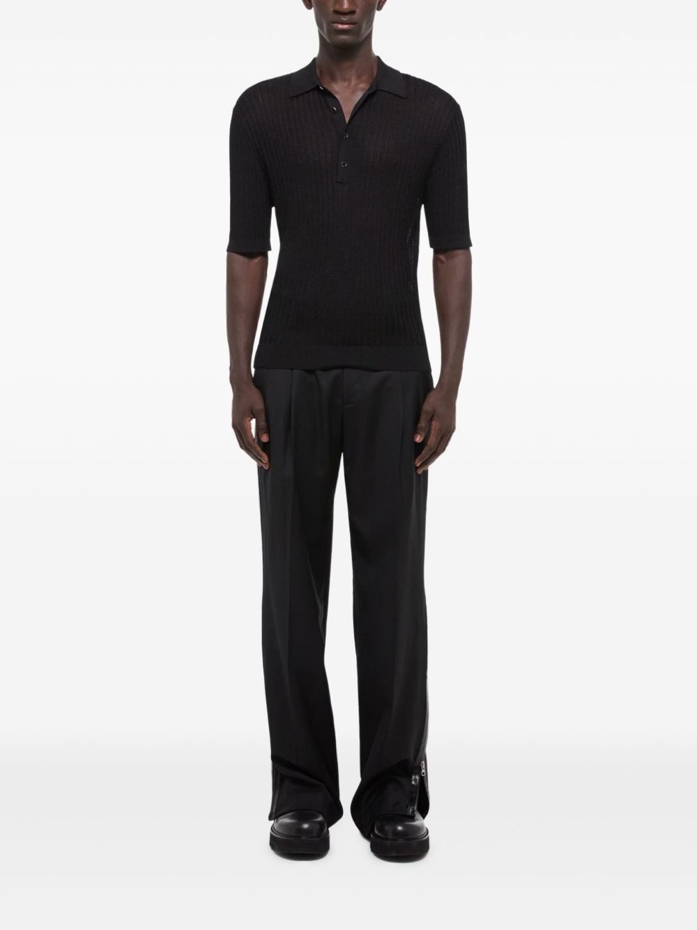 ribbed-knit polo shirt - 2