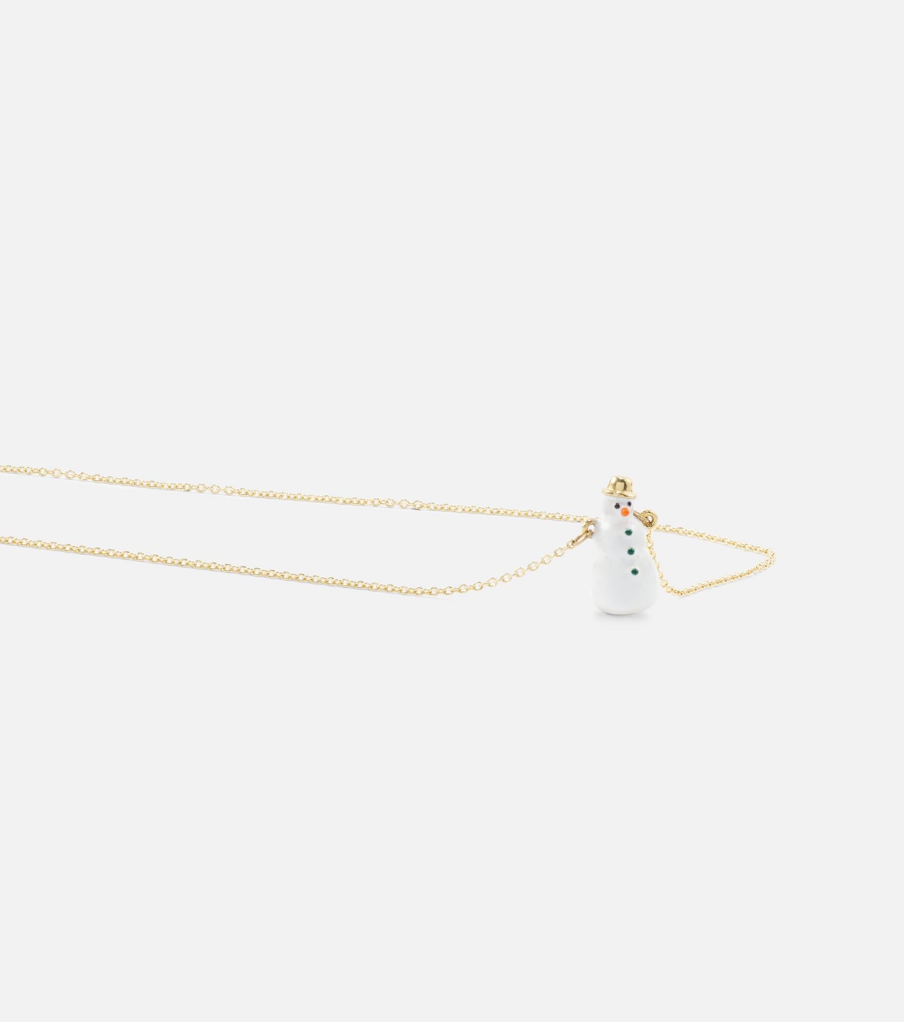 Frosty 9kt yellow gold necklace with enamel - 4