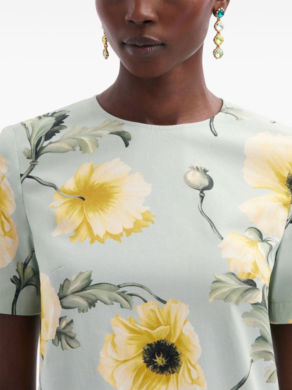 Poppy-print poplin minidress - 5