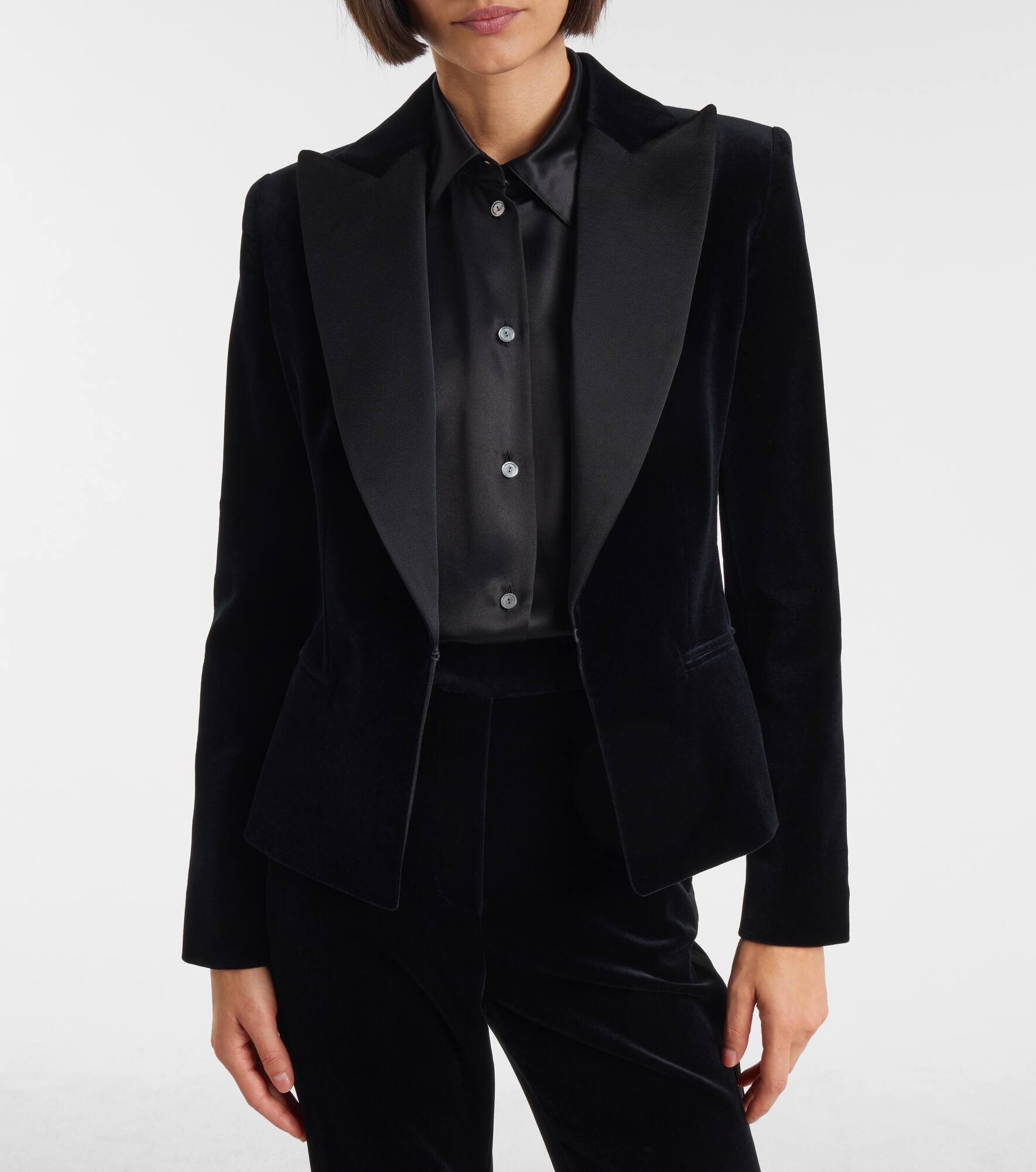 Eolie cropped cotton velvet blazer - 6