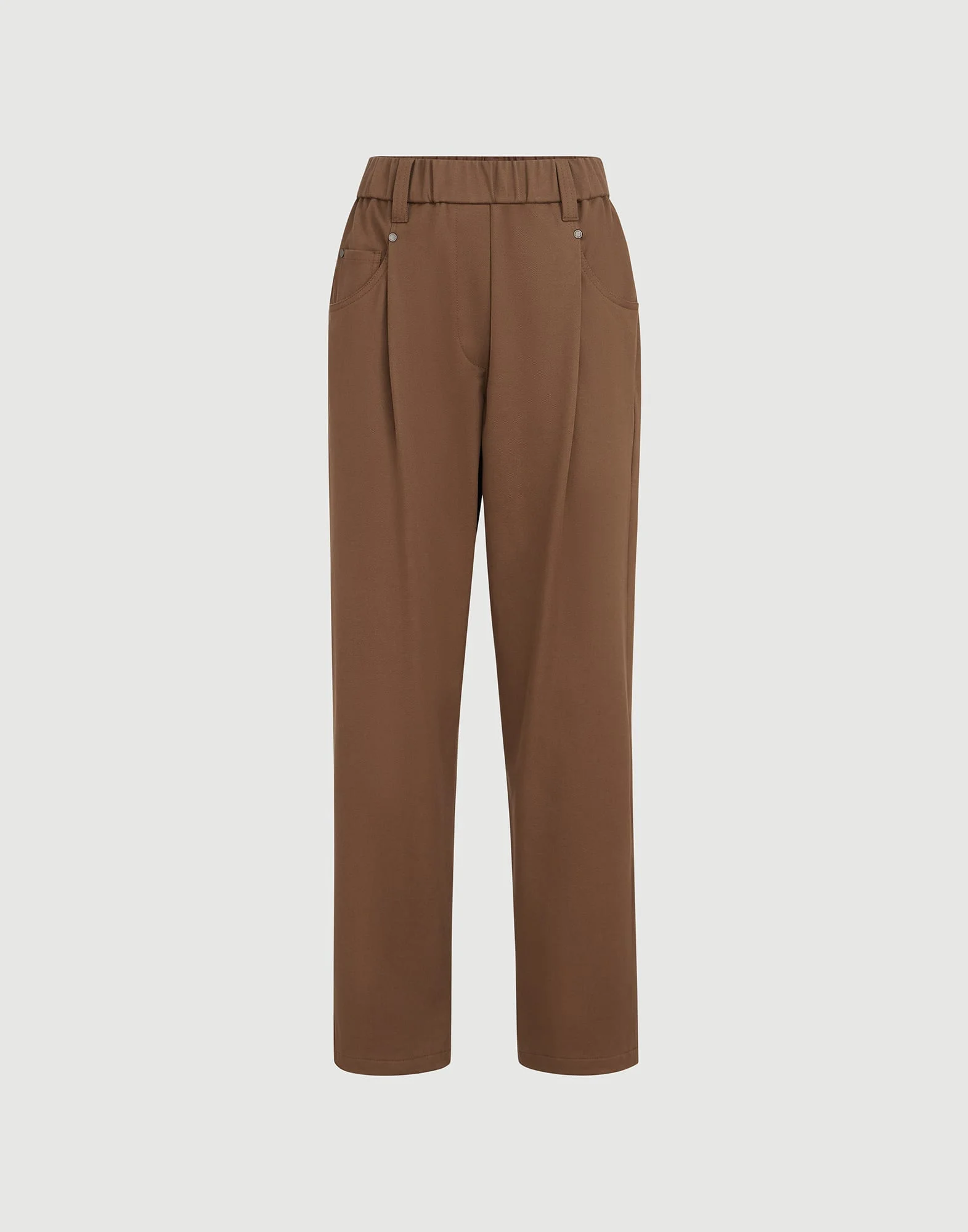 Stretch cotton cover baggy pull-on trousers with shiny bartack - 1
