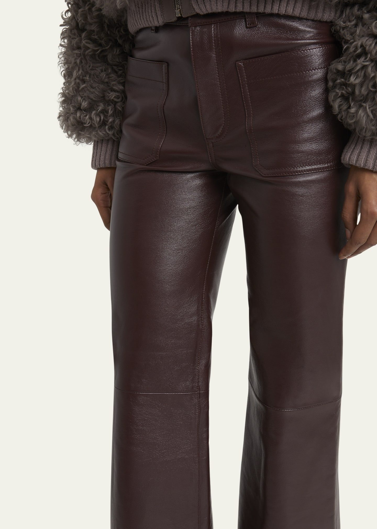 Wide Leg Leather Trousers - 5