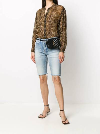 SAINT LAURENT frayed-edge denim shorts outlook