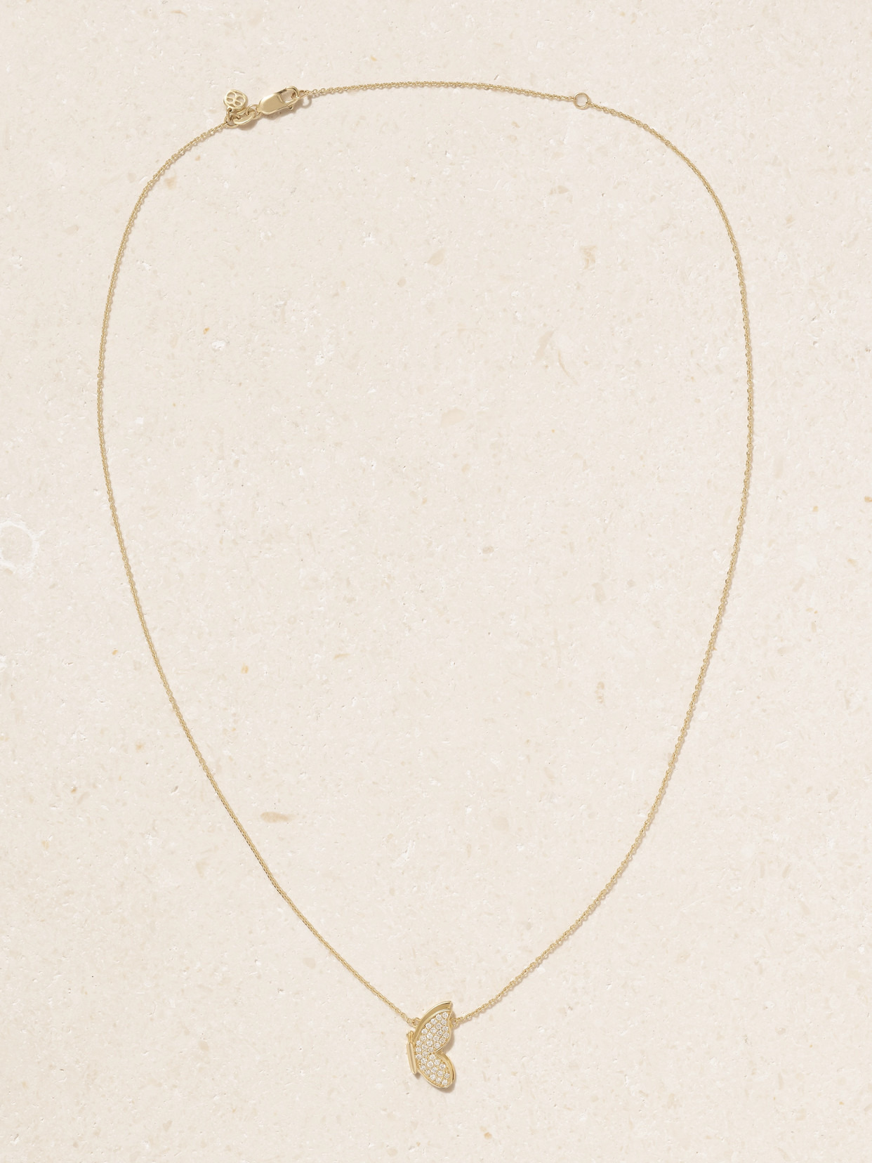 Small Flying Butterfly 14-karat Gold Diamond Necklace - 4