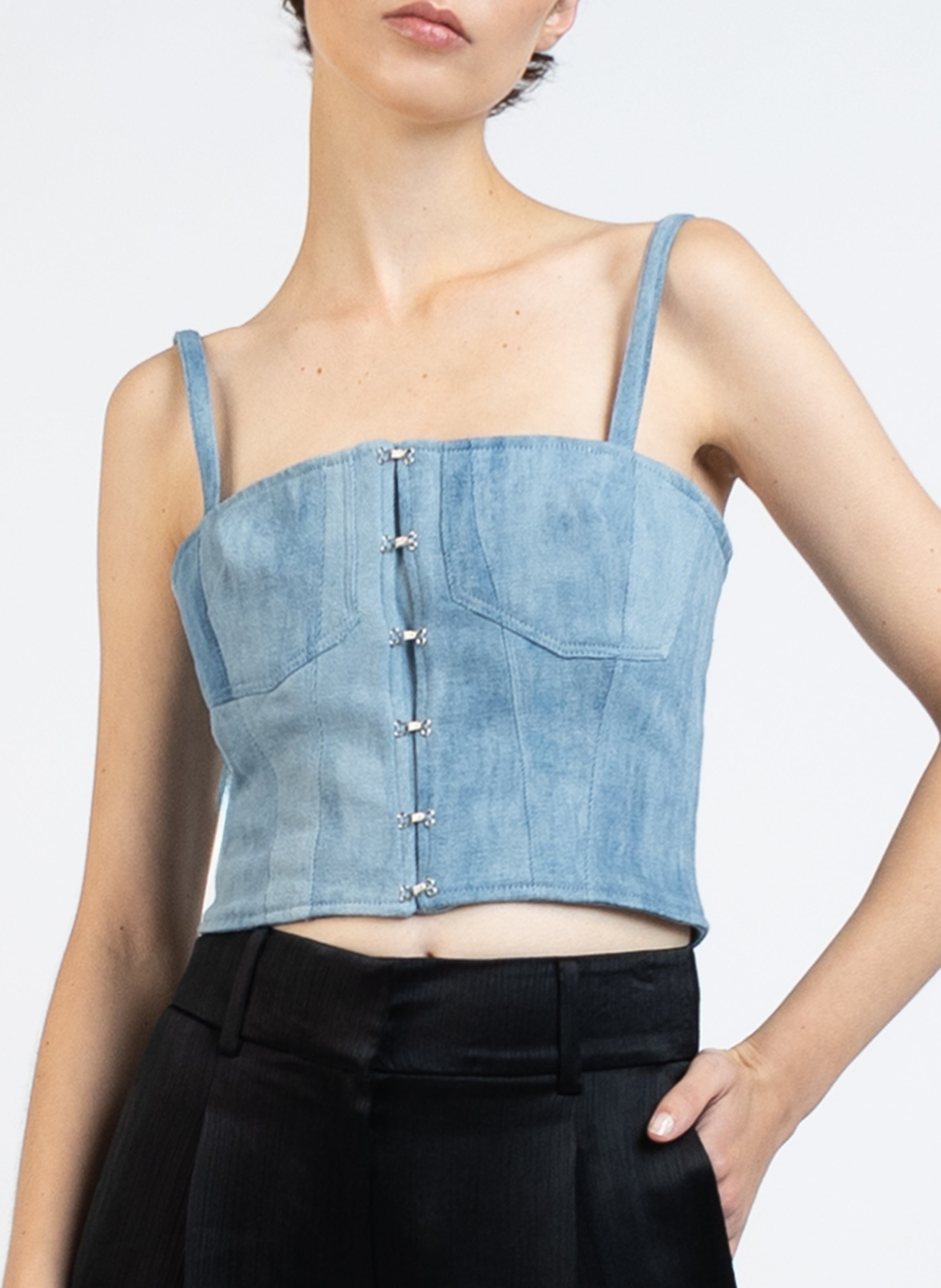 Denim Bustier Top/Light Blue - 2