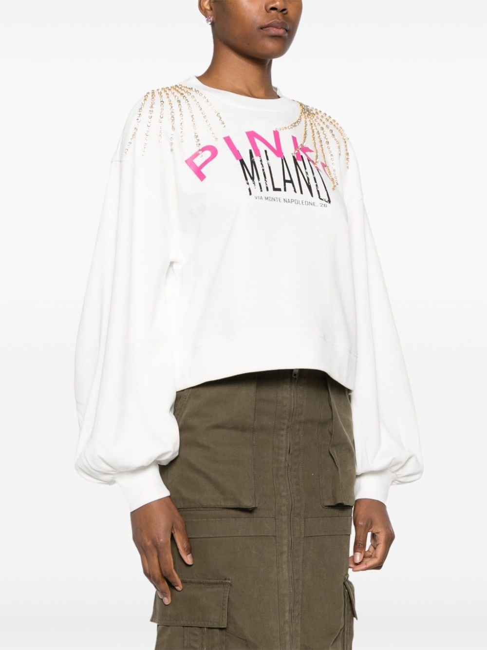 logo-print crystal-embellished sweatshirt - 3