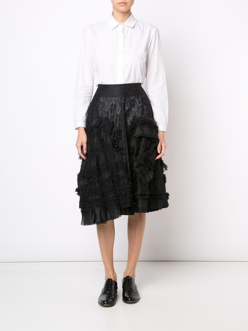 Comme Des Garçons ruffled floral lace skirt outlook