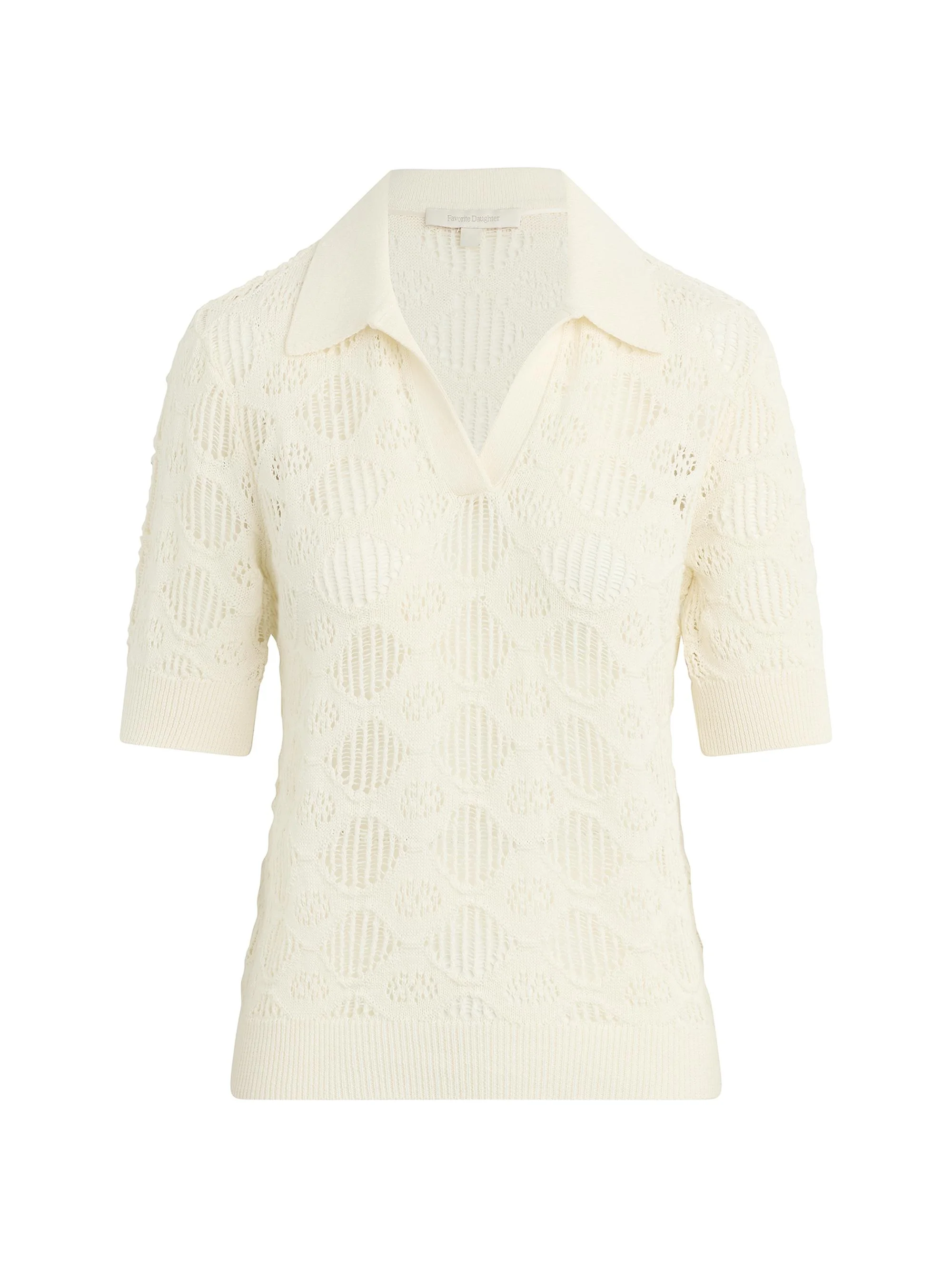 Women's Courtside Mesh Polo Top - Ivory - 1