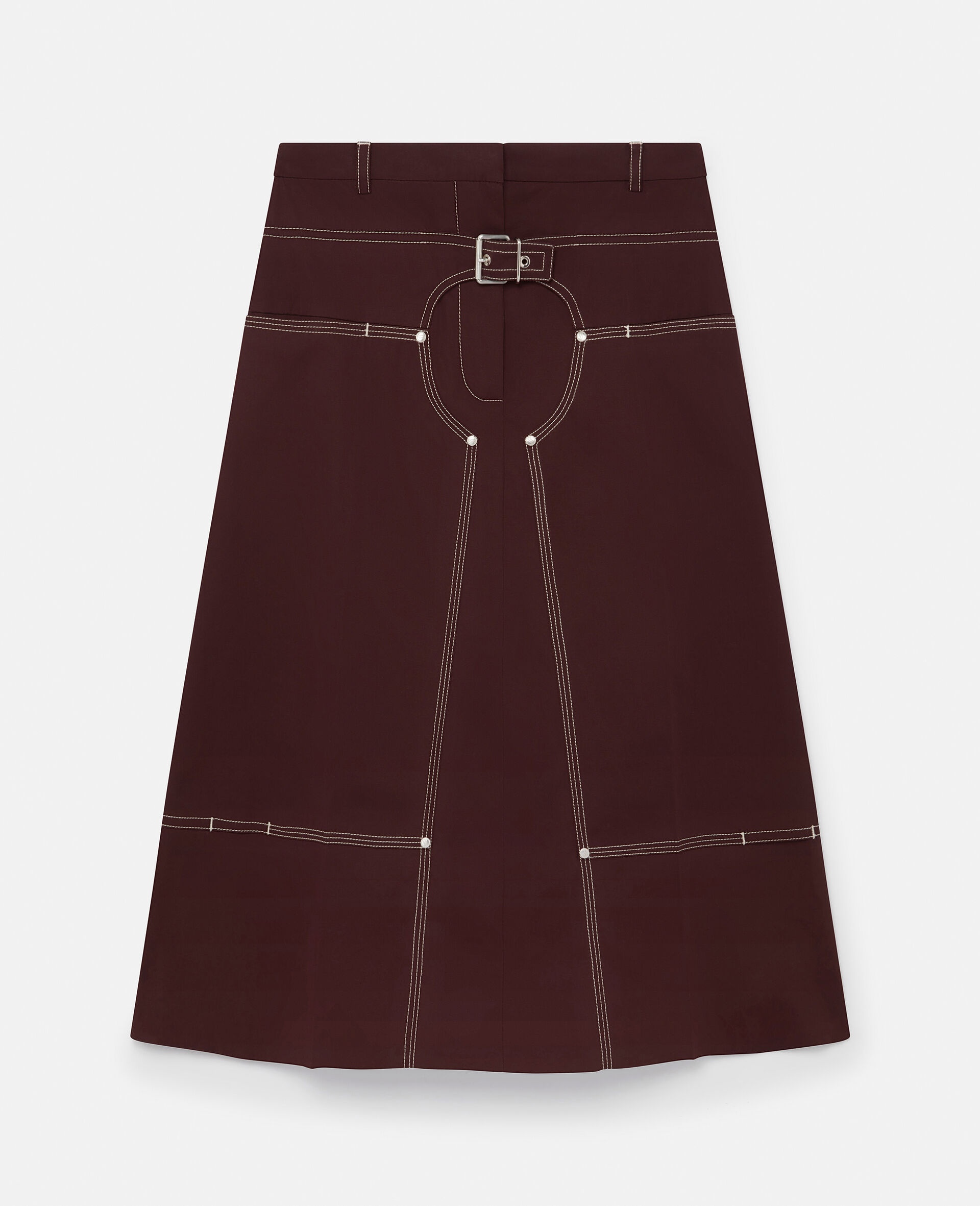 Cotton Twill A-Line Midi Skirt - 1