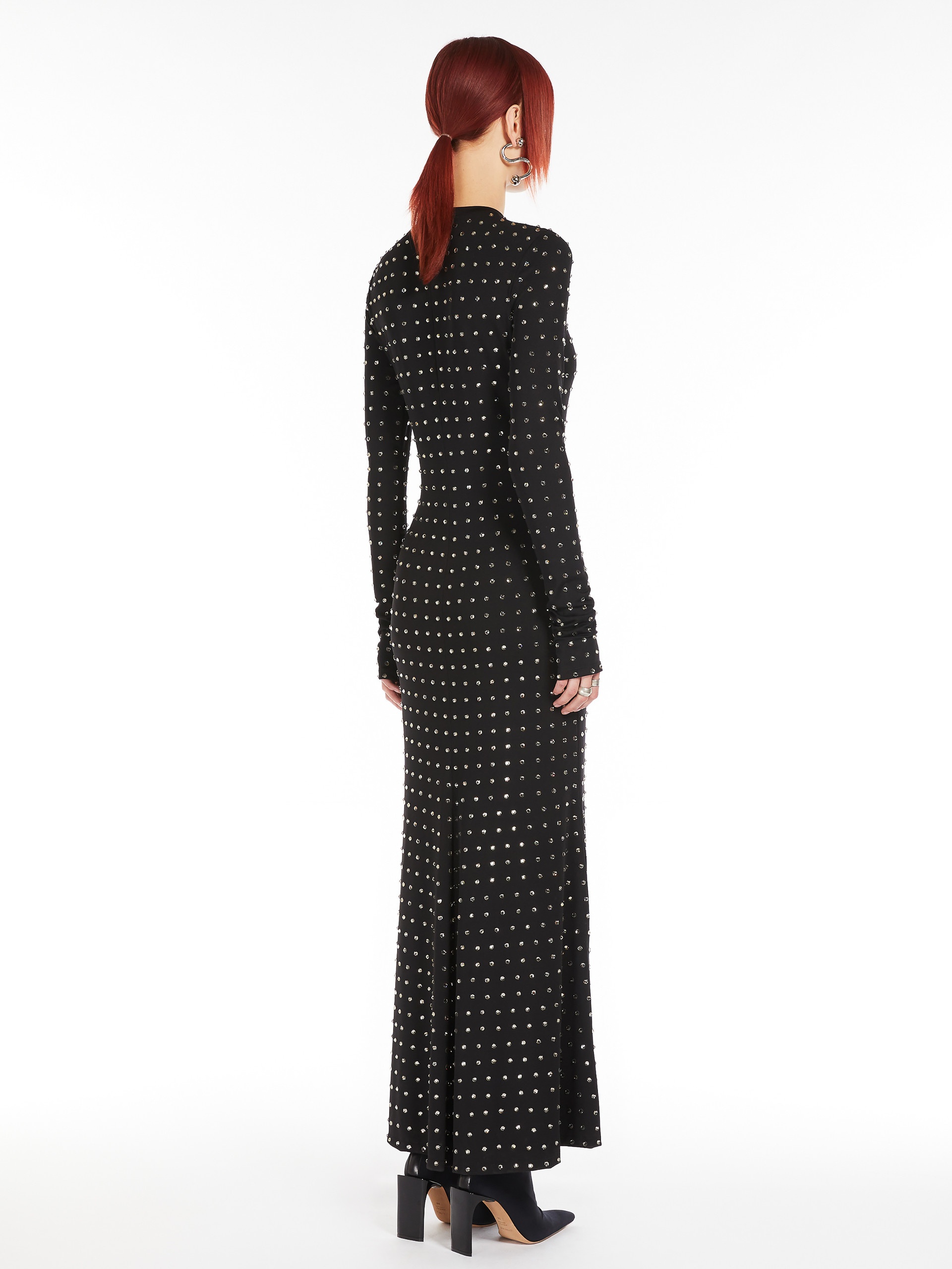 OSCURI Scuba jersey dress with rhinestones - 4