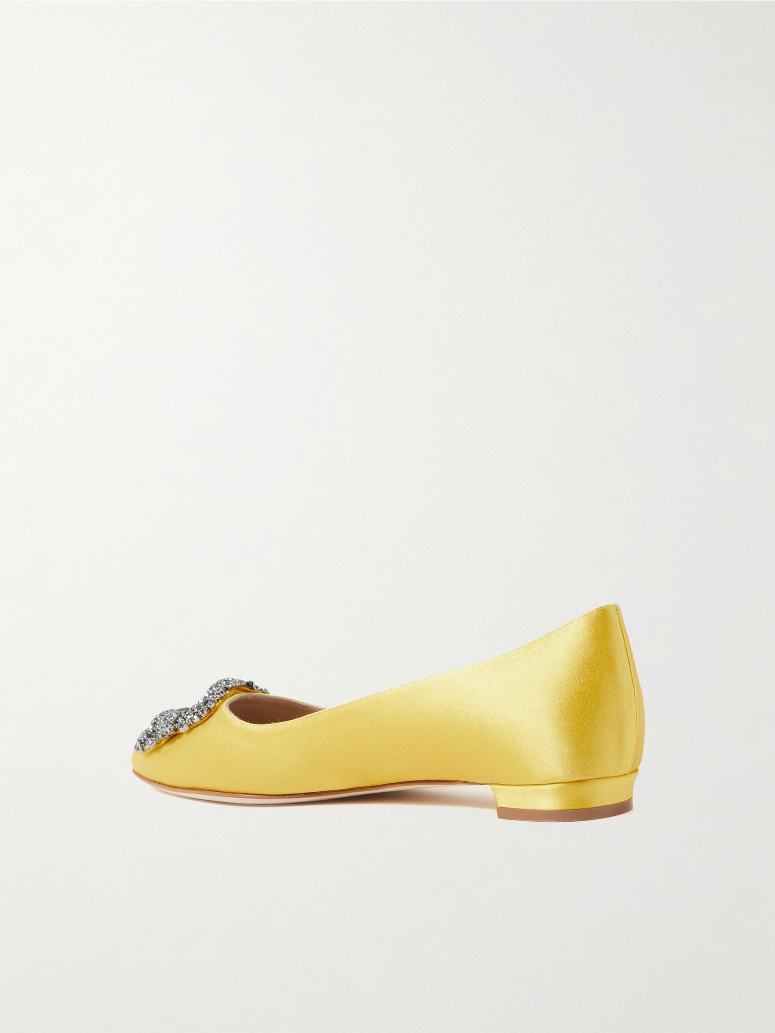 Hangisi crystal-embellished satin point-toe flats Yellow - 3